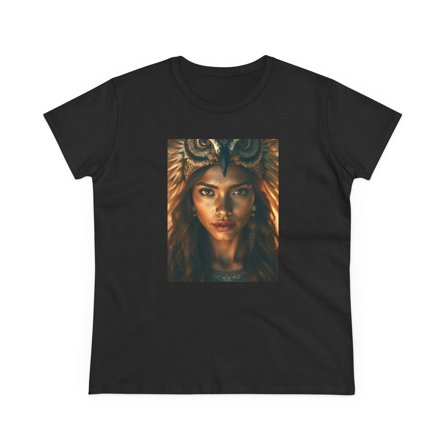 Printify T-Shirt Black / S Tribal Cosmic Owl Starseed Sister Women's Cotton Tee - Cosmic Art Graphic