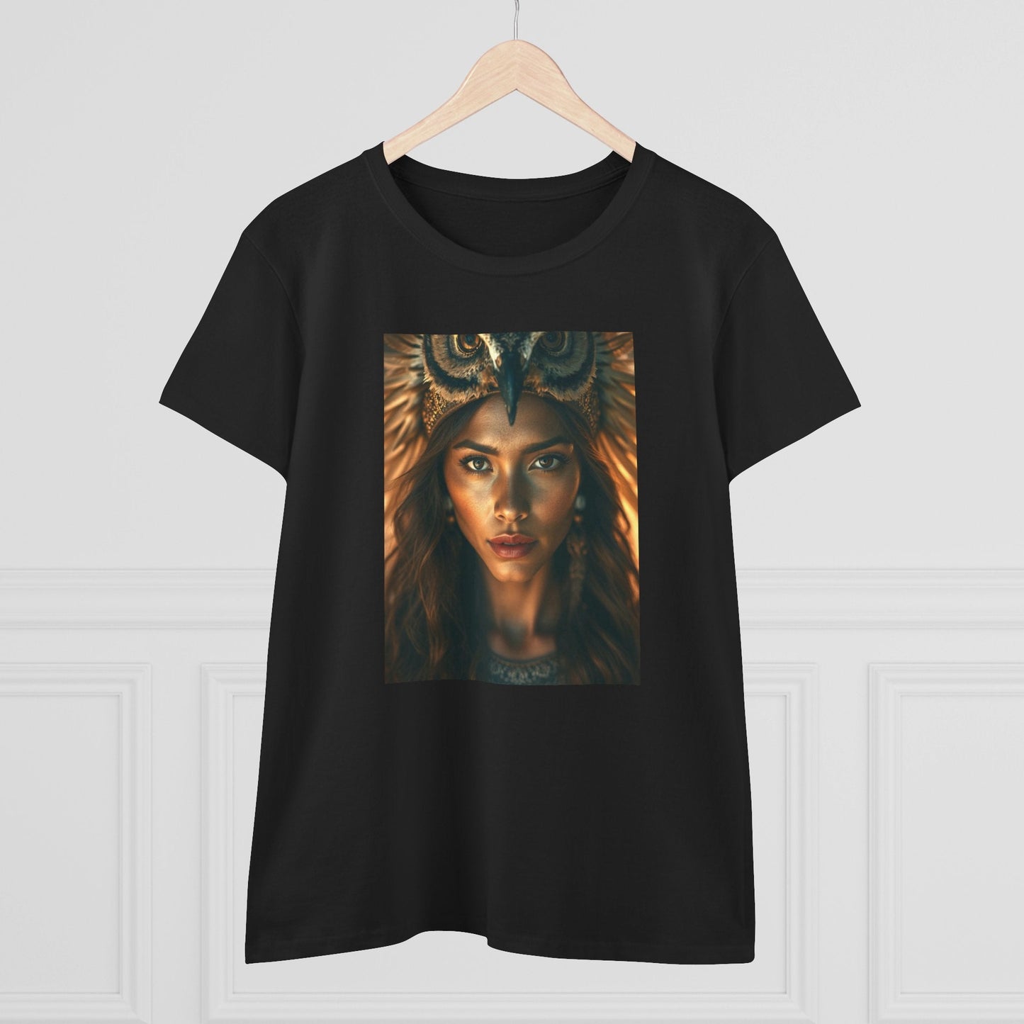 Printify T-Shirt Tribal Cosmic Owl Starseed Sister Women's Cotton Tee - Cosmic Art Graphic